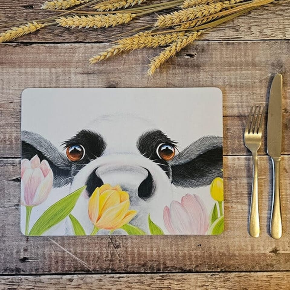 Lucy's Farm Tulip Moo Melamine Placemat