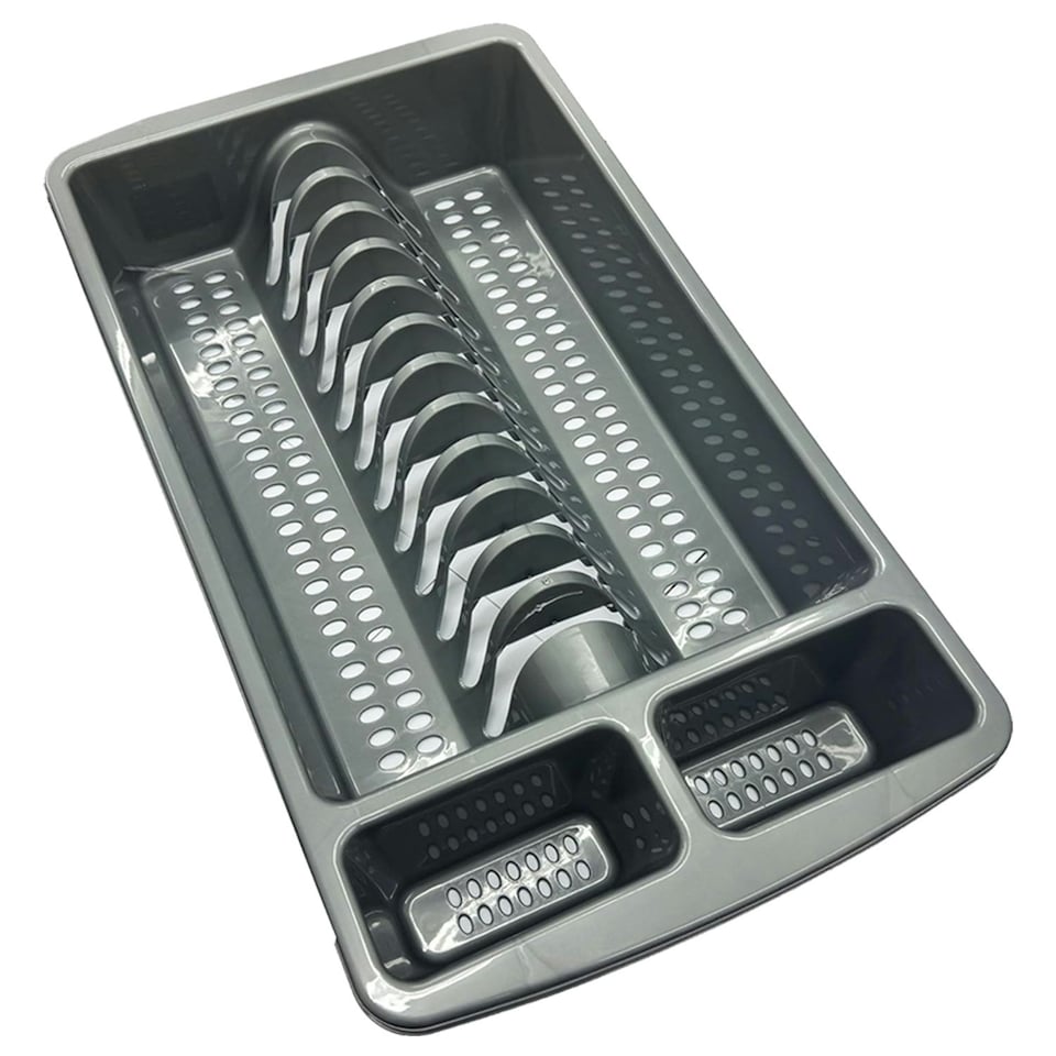 image 1 of 2 x High Grade Silver Dish Drainer Rack Utensil Holder Plate & Cutlery Drying Rack Silver