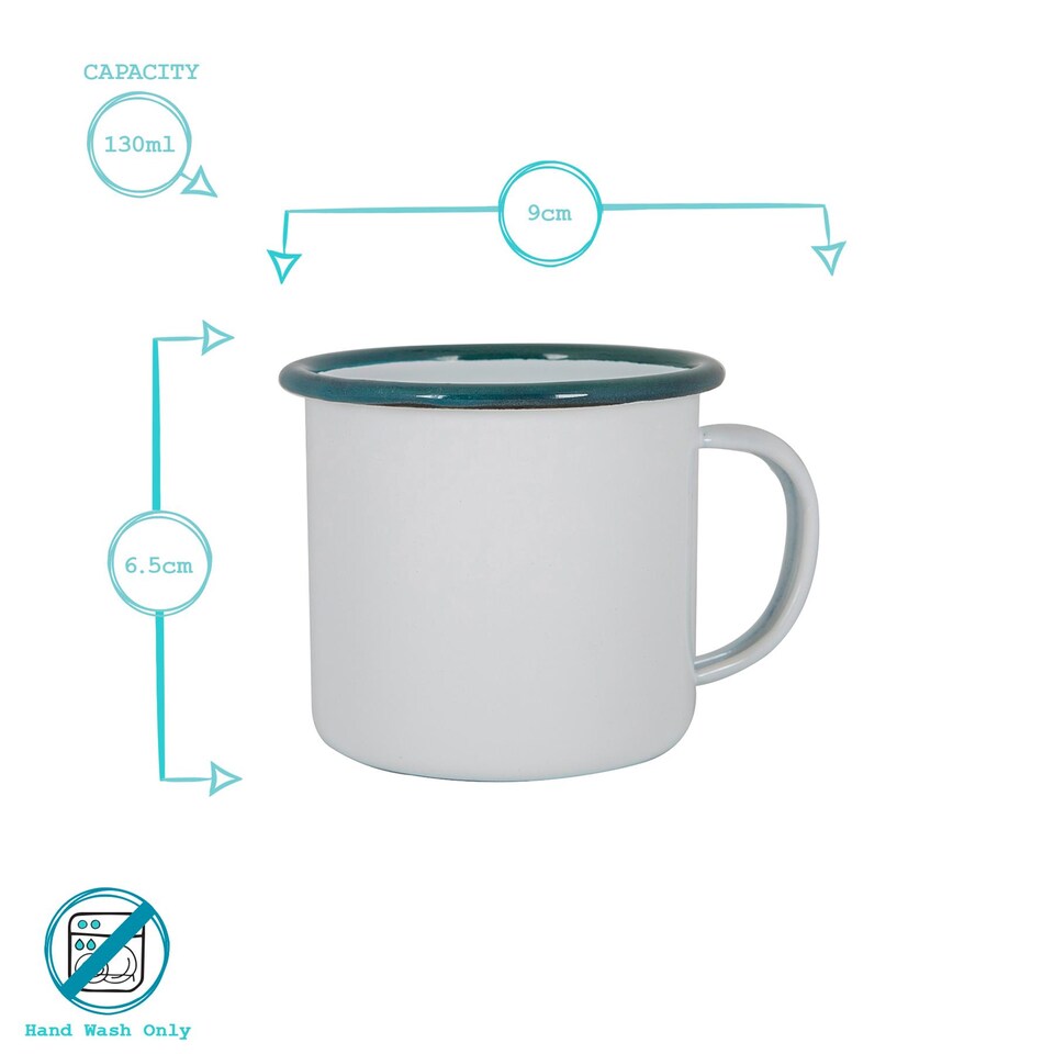 image 1 of Argon Tableware White Enamel Mugs - 375ml - Green - Pack of 6 | Green | Green