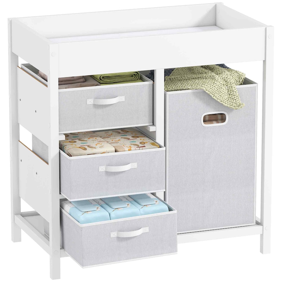 image 1 of AIYAPLAY Baby Changing Unit with 4 Drawers, Diaper Changing Table, White