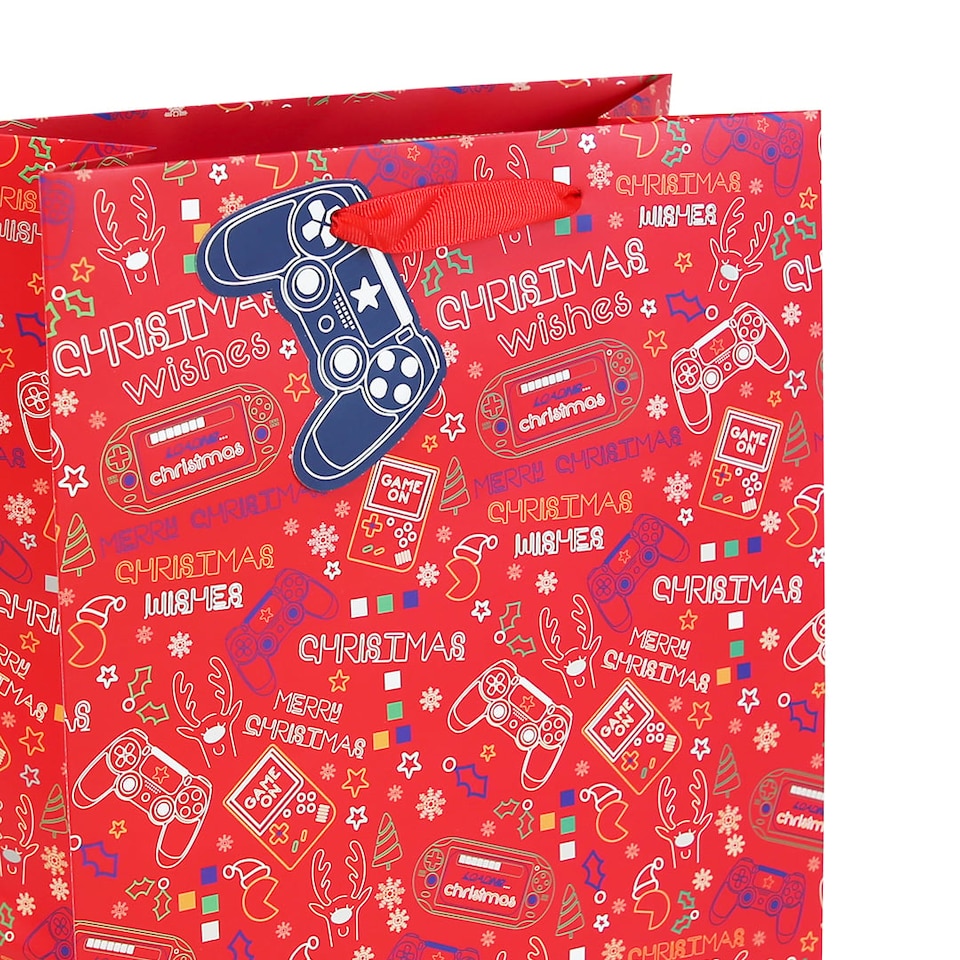 image 1 of Gaming Christmas Large Red Gift Bag 33cm