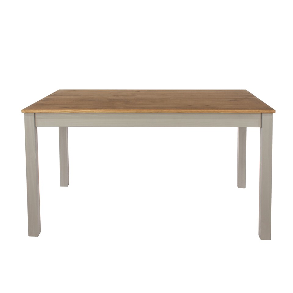 image 1 of Corona Linea Rectangular Solid Pine Dining Table with Antique Wax Top - Grey Wash Finish for Dining Room | Grey | Grey | Large | 1