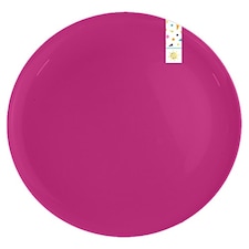 Hot Pink Round Reusable Plastic Plates 25cm - Pack of 2