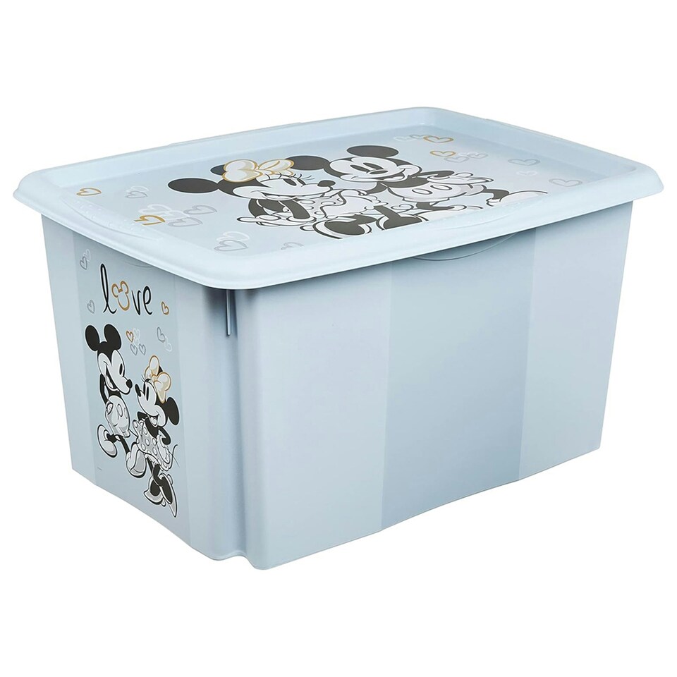 image 1 of Keeeper Mickey Mouse Turn Around Stackable Box with Lid 45 Litre Cloudy Blue