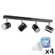 image 2 of ValueLights 4 Way Straight Bar Ceiling Spotlight Fitting in a Black Chrome Finish - Complete 5w GU10 LED Bulbs 6500K Cool White