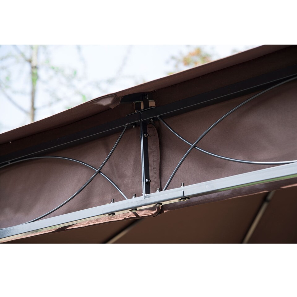 image 1 of Outsunny 3 x 3m Garden Gazebo Outdoor Gazebo Canopy Shelter with Curtains and Steel Frame for Lawn Yard and Deck Coffee