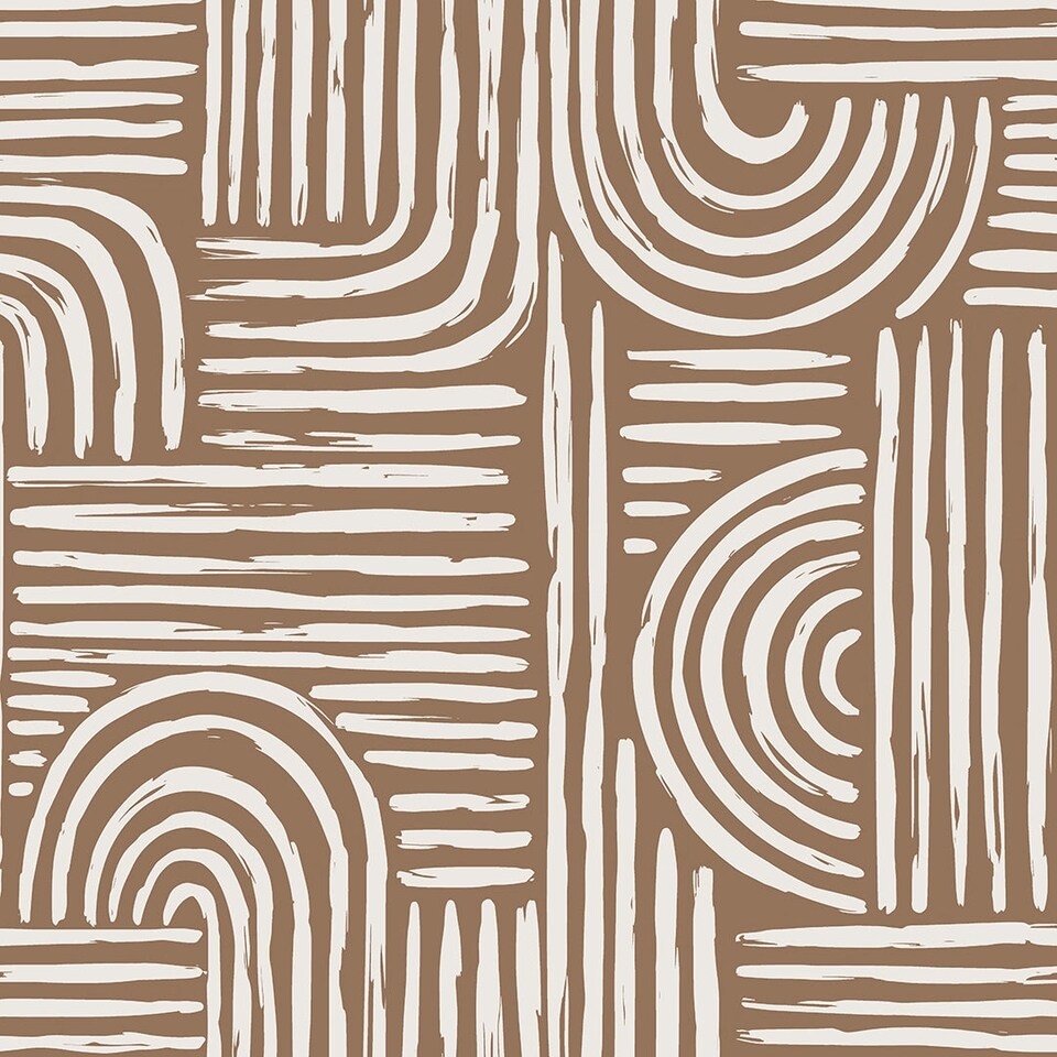 image 1 of Raffia Curves Wallpaper in Mocha | Cream | Mocha