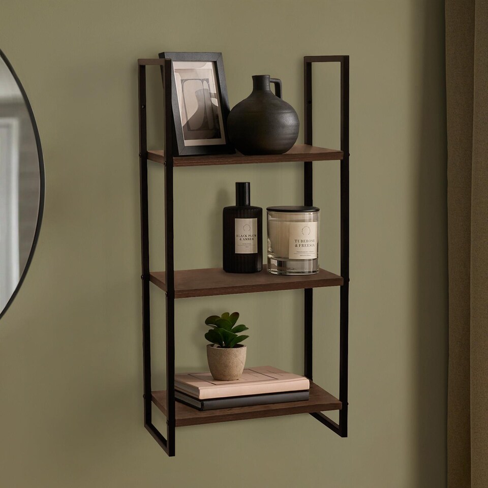 image 1 of OHS Wood Effect Wall Mounted Shelving Rack Display Unit