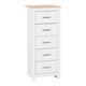 image 1 of Portland 5 Drawer Narrow Chest - L40 x W48 x H114 cm - White/Oak Effect
