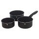 image 1 of Aluminium Induction Stackable Space Saving Pots Frying Pan Set Detachable Handle | Black | Matt Black- 4 Pcs Saucepans with Lid