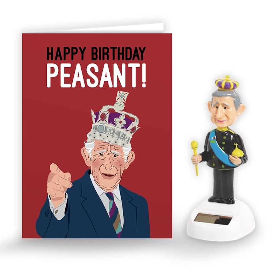 King Charles Peasant! Birthday Card And Novelty Bobblehead - Birthday Card And Gift Bundle