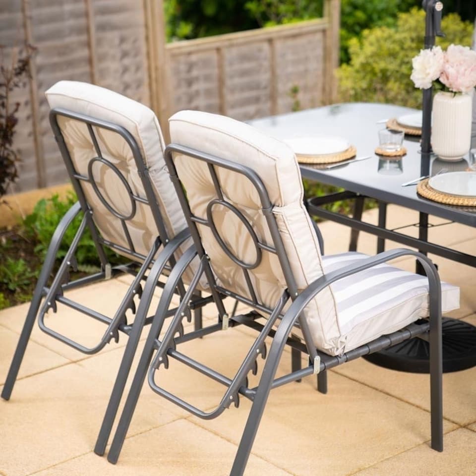 image 1 of Hadleigh Reclining Garden Dining And Leisure Furniture Set In Grey