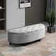 image 2 of HOMCOM Semi-Circle Ottoman Storage Bench, Bed End Bench, Tufted Upholstered Window Seat Footrest Stool with Rubberwood Legs for Bedroom & Entryway, 120 x 46 x 42 cm, Light Grey | Grey | 1