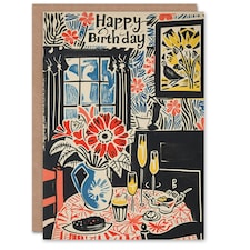 Brunch Drinks Floral Tea Room Woman Her Birthday Card