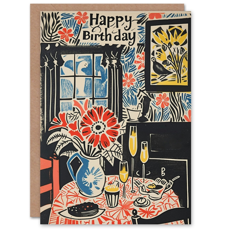 image 1 of Brunch Drinks Floral Tea Room Woman Her Birthday Card