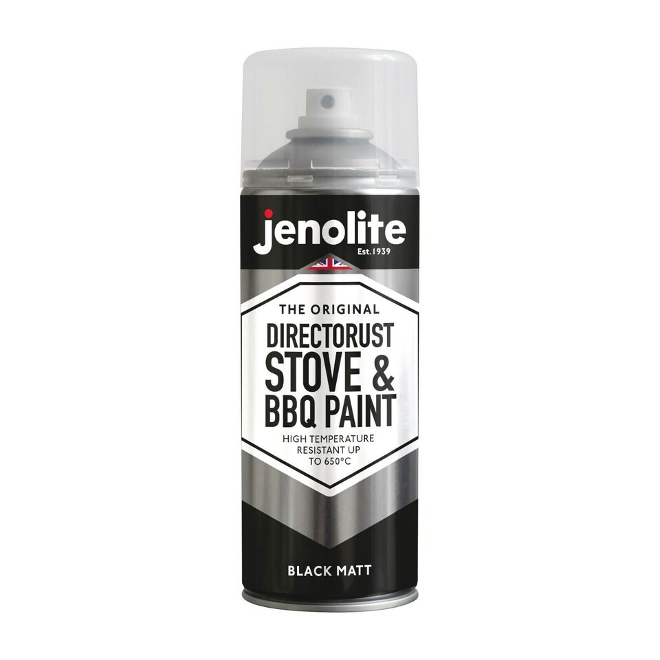 image 1 of Jenolite Rust Resistant Stove & BBQ VHT Paint - Black/Silver - 400ml Spray Can