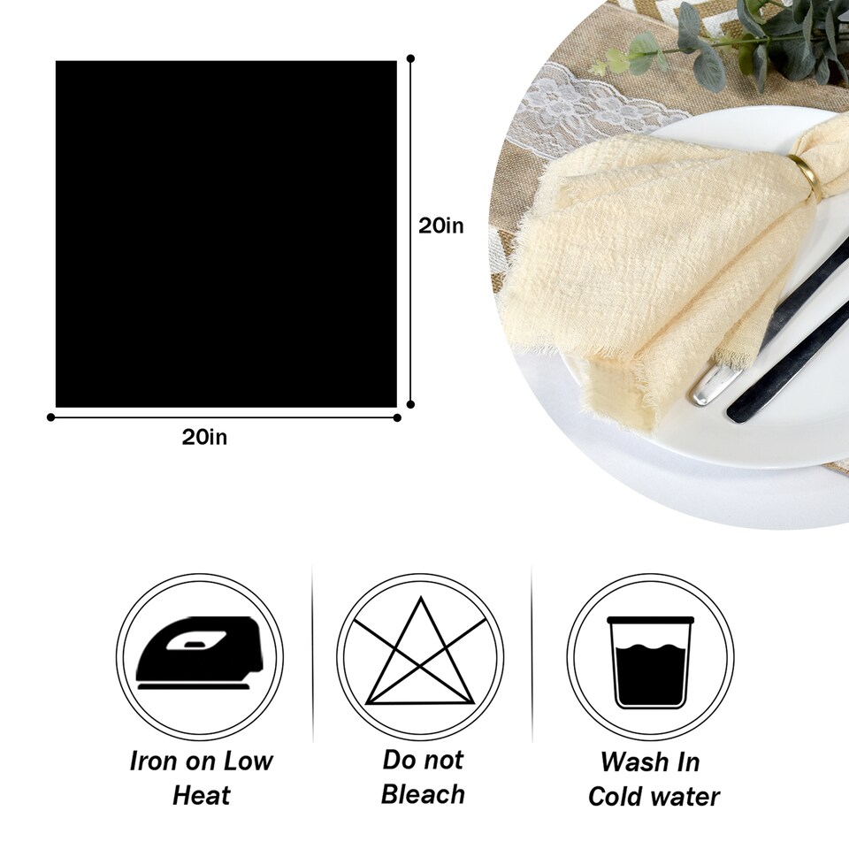 image 1 of 6pcs Fringe Cloth Napkin, 100% Soft Cotton Cloth Napkins - 20 Inch