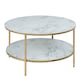 image 1 of Alisma Round Coffee Table with White Crystal Clear Marble Glass Top & Gold Legs