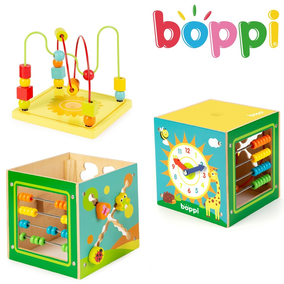 image 1 of boppi 5 in 1 Large Wooden Activity Cube