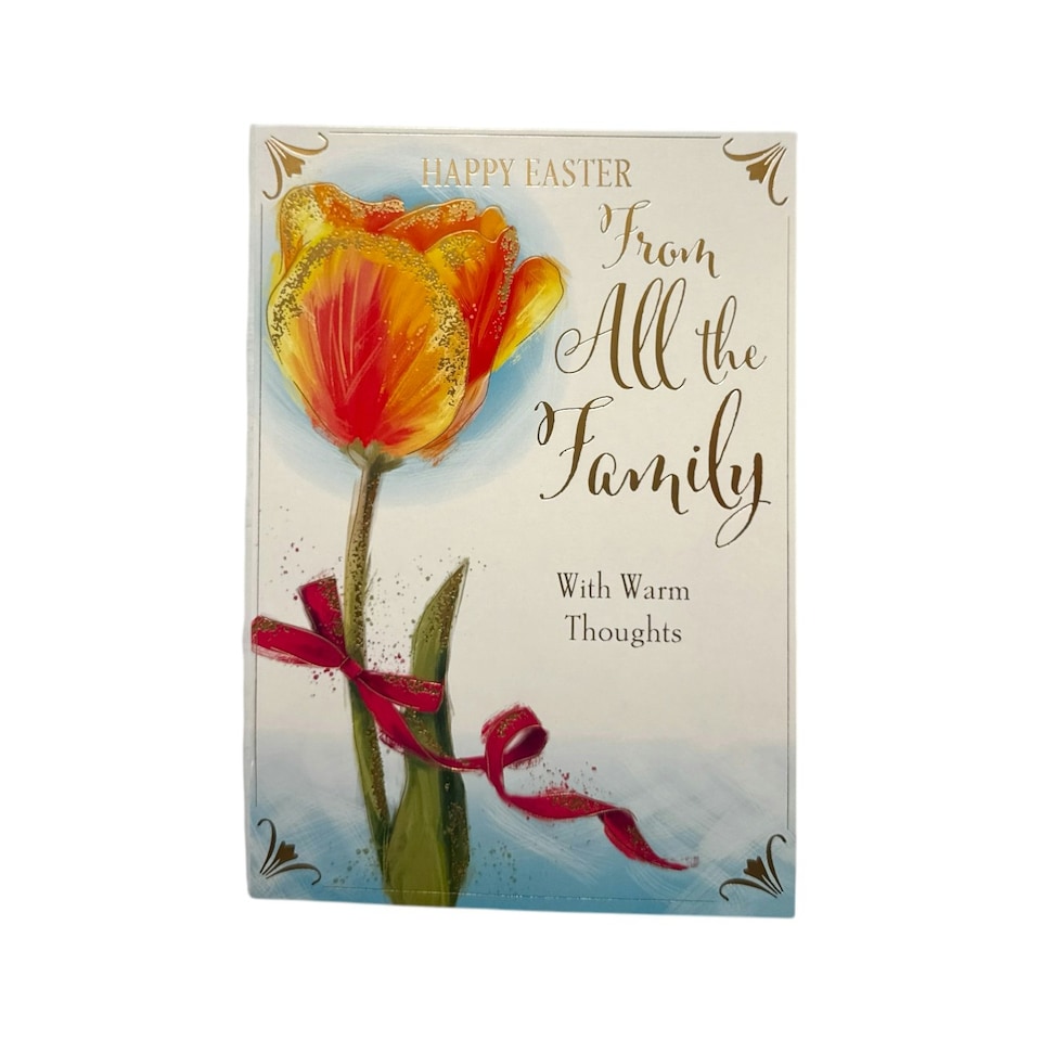 image 1 of From All The Family Beautiful Orange Tulip Flower Design Easter Card