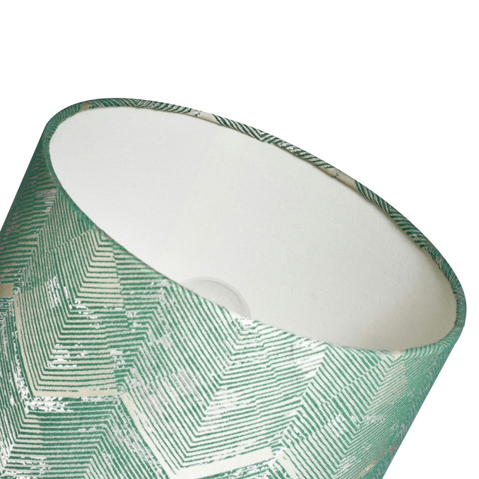 image 1 of Contemporary Emerald Green Drum Lamp Shade with Gold and Silver Metallic Decor