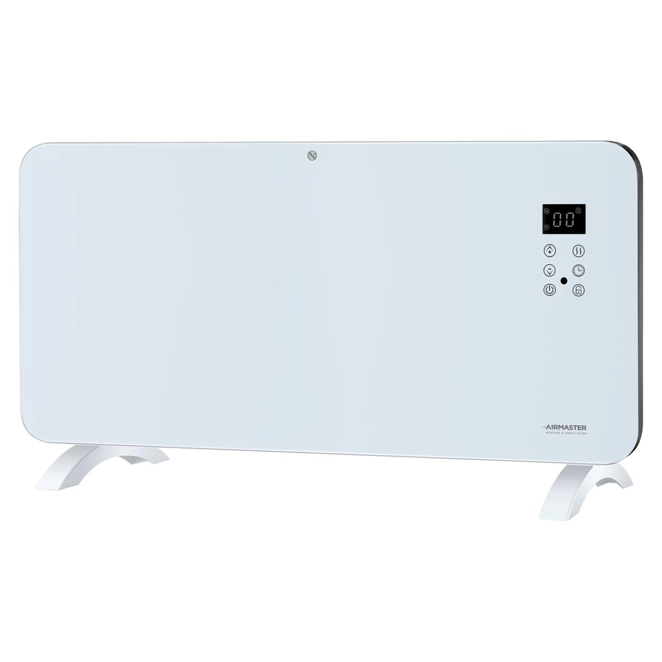 Airmaster Smart panel heater with Wifi, App or Digital Control 1500W White Glass