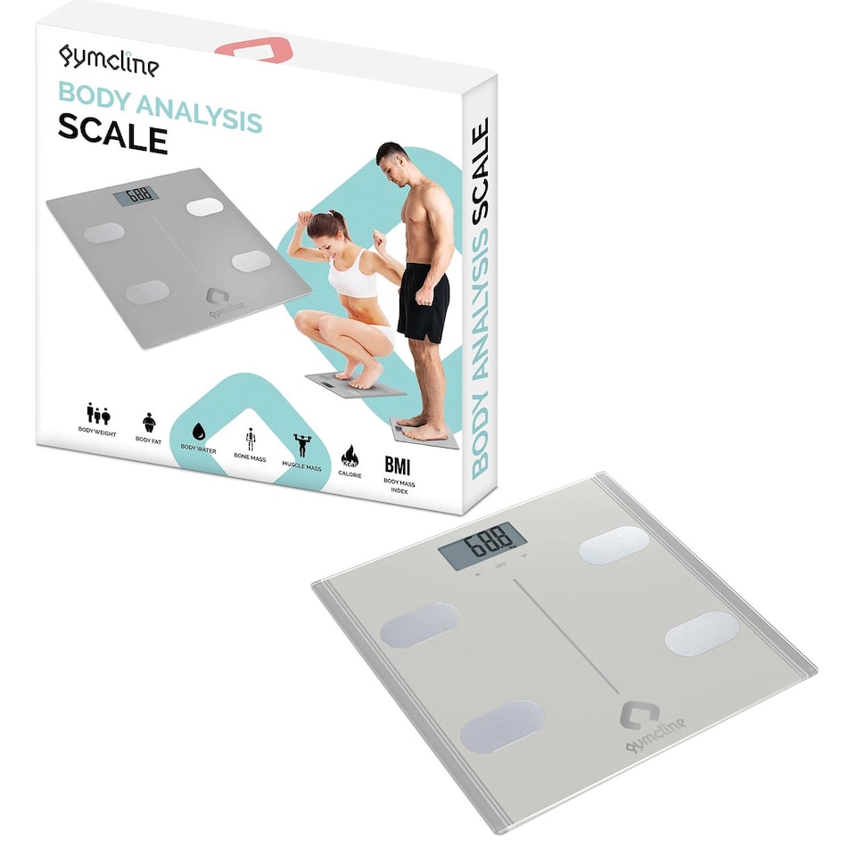 image 1 of Gymcline Body Analysis Scale w/ BMI & Calorie Intake Guide, Silver or Space Grey | Silver