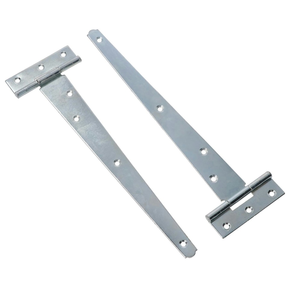 image 1 of 10in / 250mm Heavy Duty T Tee Hinges For Shed + Garden Gates Zinc Plated 6pc Silver