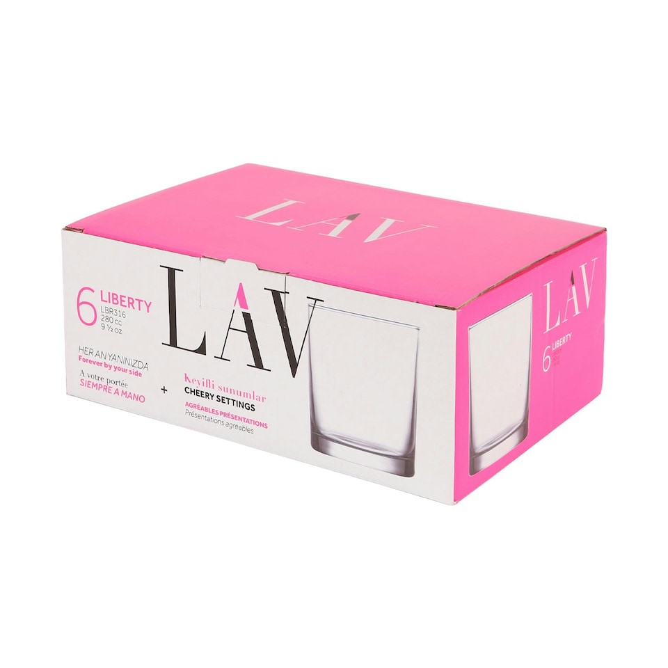 image 1 of LAV Liberty Whiskey Glasses - 280ml - Clear - Pack of 6 Clear