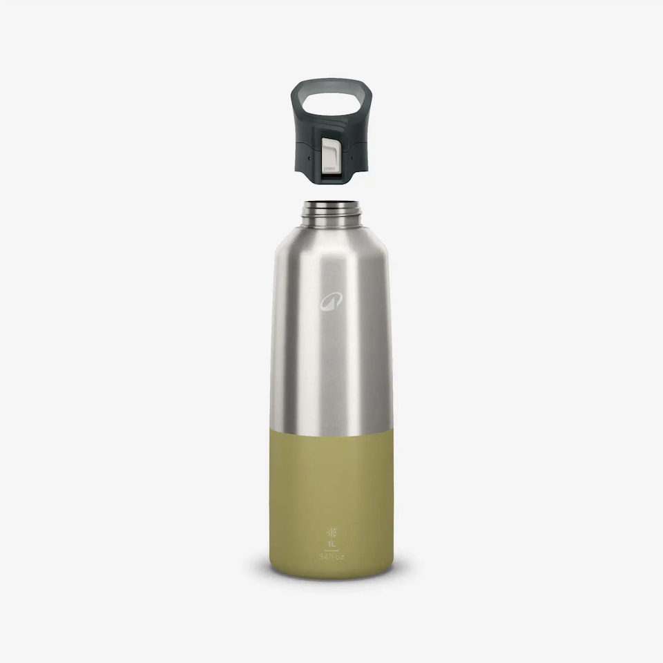 image 1 of Decathlon 1L insulated stainless steel flask 900 with quick-release cap for hiking