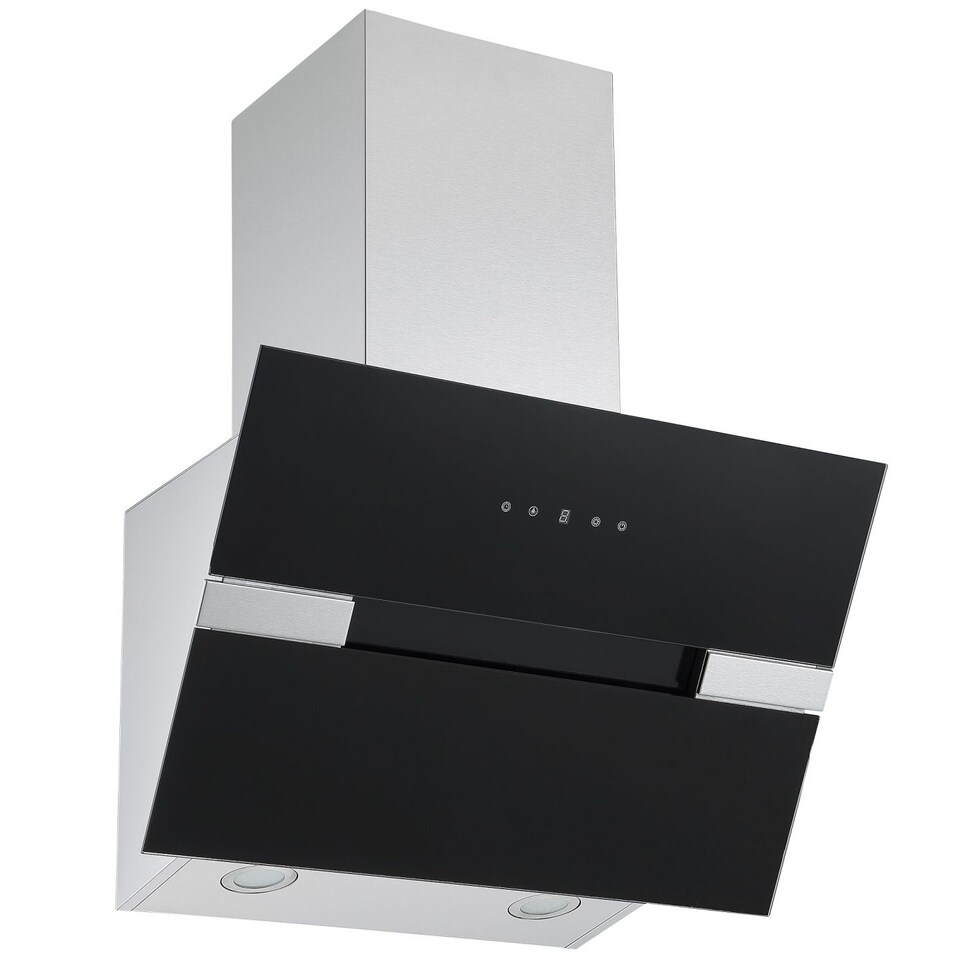 image 1 of Cookology 60cm Black Glass Angled Cooker Hood - Slide Design with Touch Controls