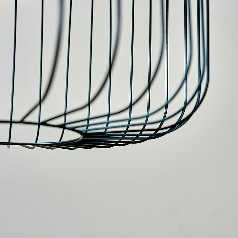 image 1 of ValueLights Ridgway Black Metal Wire Ceiling Light Shade with LED Bulb