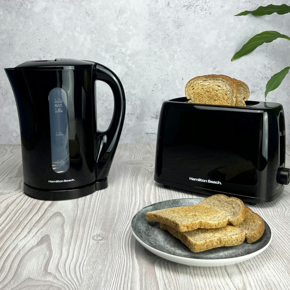 image 1 of Hamilton Beach 1.7L Kettle & 2 Slot Toaster Set - Black