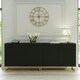 image 2 of Black Sideboard 200cm Fluted Doors Gold Frame Modern Storage Unit