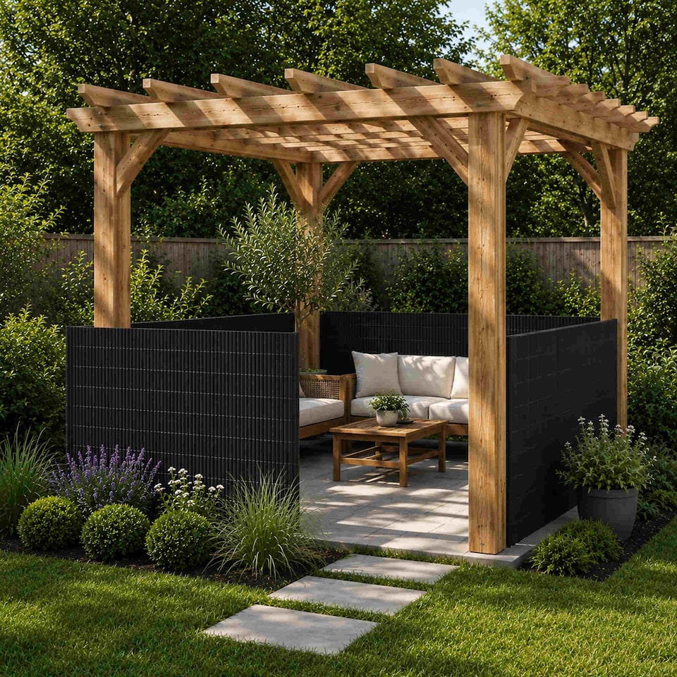 image 1 of 1m x 3m Grey PVC Outdoor Garden Fencing Privacy Screen Roll | Grey | 1