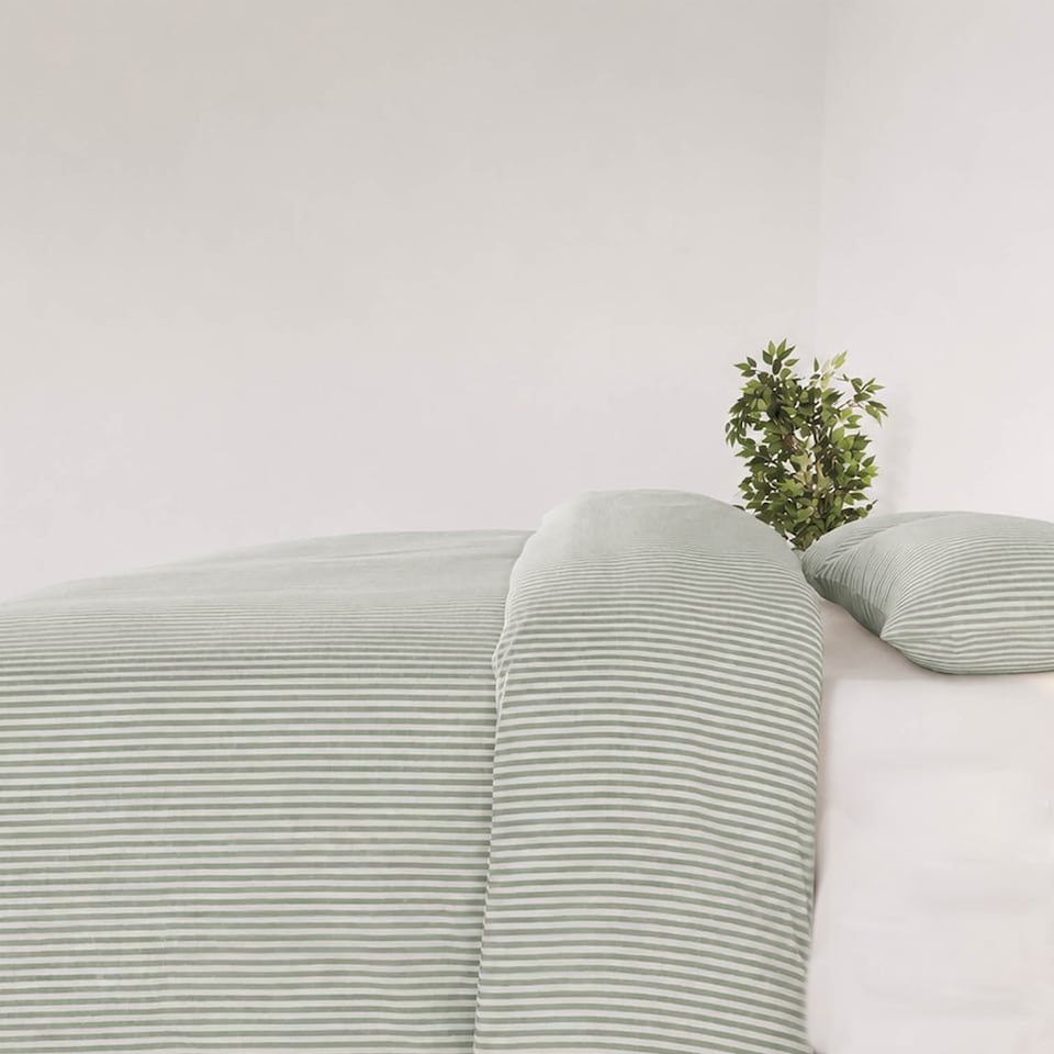 image 1 of Martex Studio Edition Green Pinstripe Duvet Cover Set - King