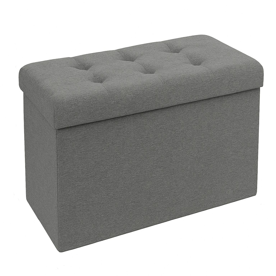 image 1 of Home Republic Linen Storage Ottoman - 76cm x 38cm Foldable Grey