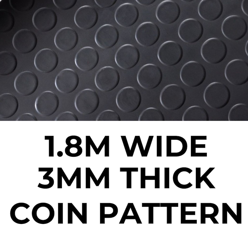 image 1 of Rubber Flooring Matting - 1.8m x 3m x 3mm - Coin - Workshop Garage Shed Van Non-Slip