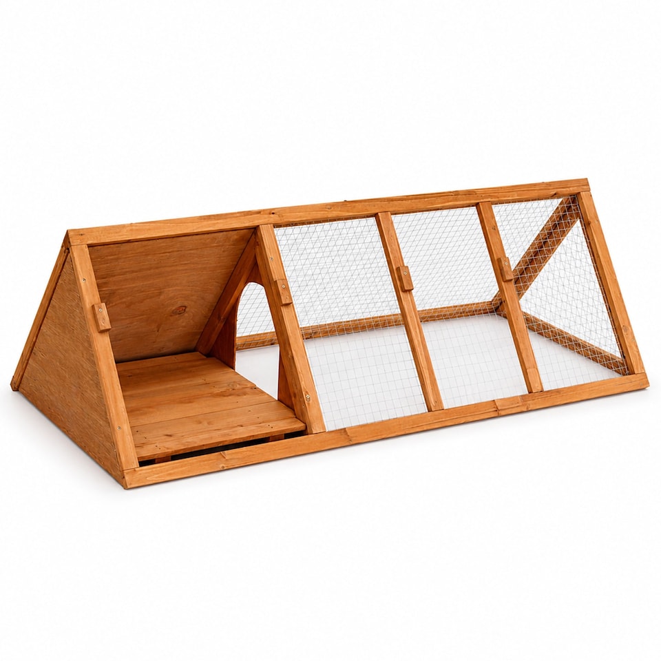 image 1 of Wooden Outdoor Triangle Rabbit Guinea Pig Pet Hutch Run Cage