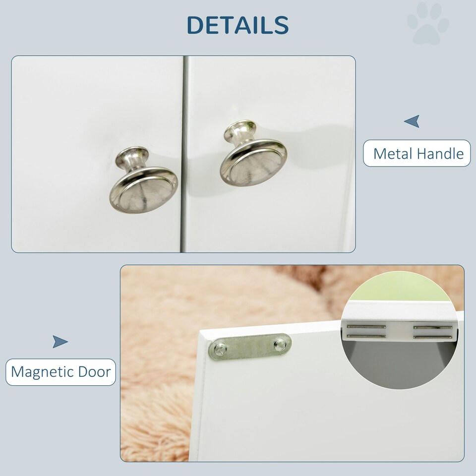 image 1 of PawHut Raised Dog Bowls for Large Dogs Feeding Station w/ Stand, Storage - White