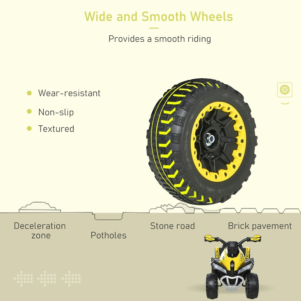 image 1 of HOMCOM No Power Quad Toddler Ride on Car Foot-to-Floor Sliding Yellow