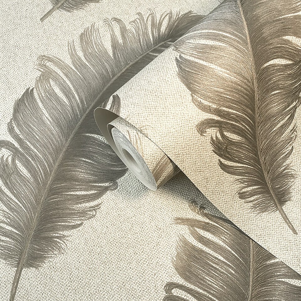 image 1 of Ciara Feather Cream/Mocha Wallpaper Brown | Cream