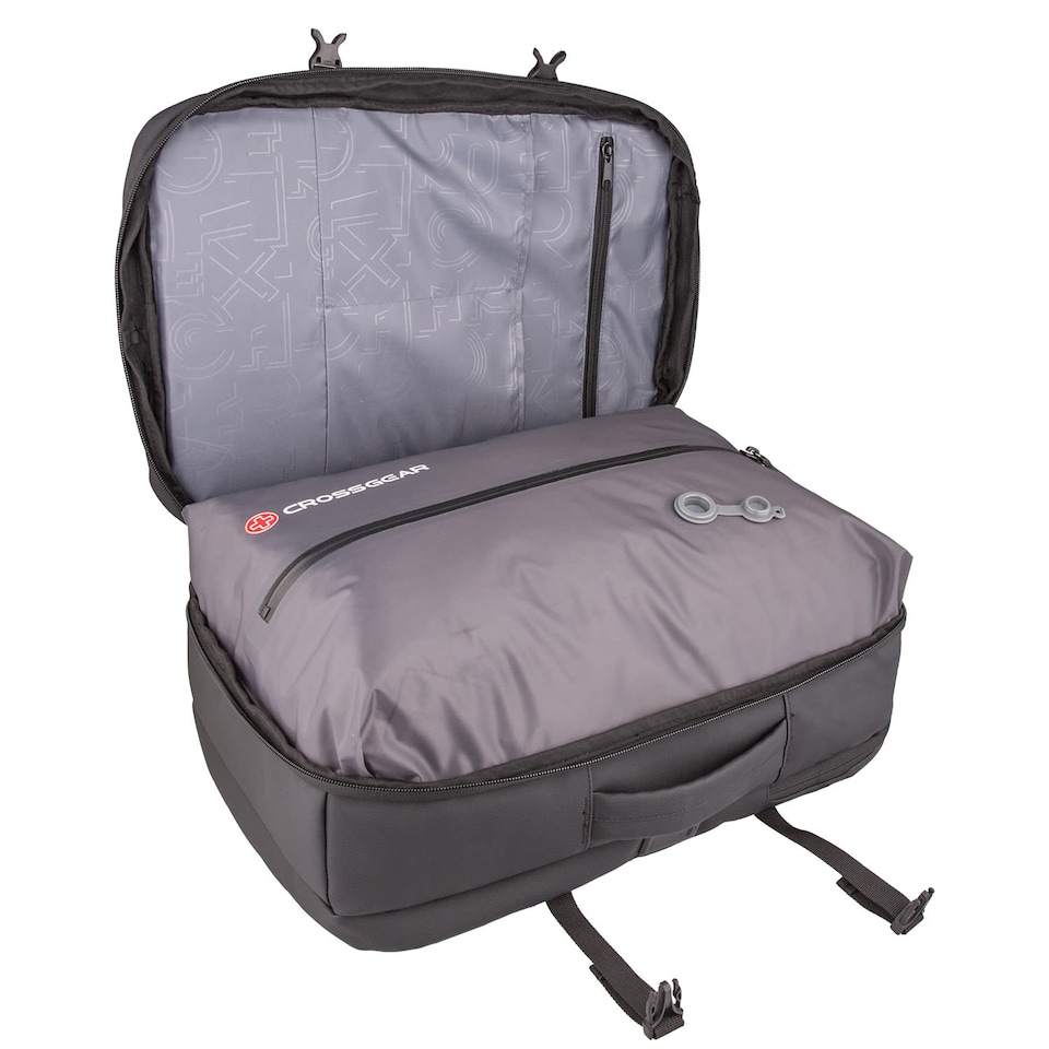 image 1 of Crossgear iTOUR 40cm Underseat Cabin Backpack with Built-In Vacuum Compression Pack - Airline Approved, USB Charging, 22L, Water Resistant, Ryanair and Wizz Air Compatible - USB Pump Included