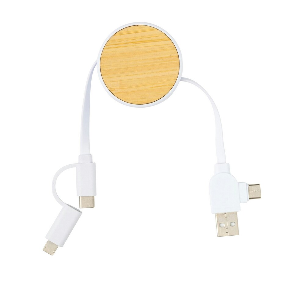 image 1 of XD Collection Ontario Recycled Plastic 6-In-1 Retractable Connector Cable - White - One Size