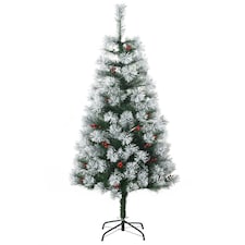 HOMCOM 5ft Christmas Xmas Tree Pine Look and Metal Stand Snow Gift 184 Tips