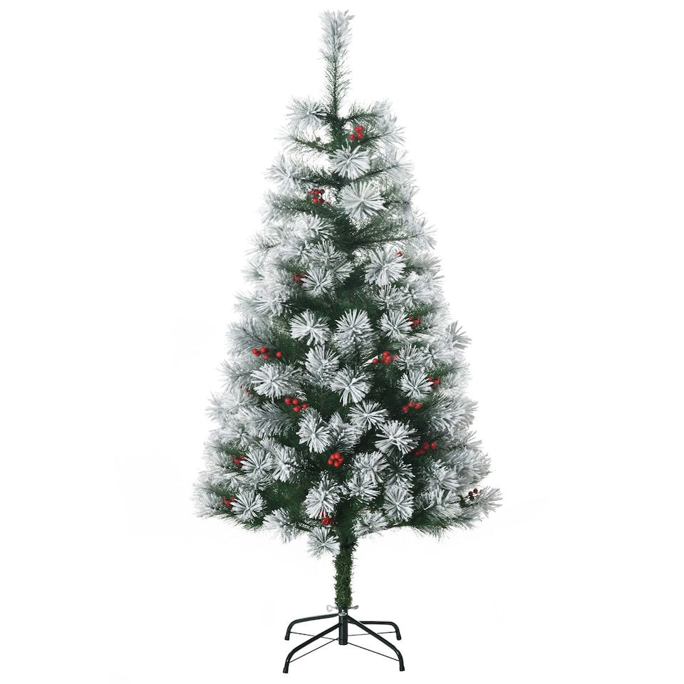 image 1 of HOMCOM 5ft Christmas Xmas Tree Pine Look and Metal Stand Snow Gift 184 Tips