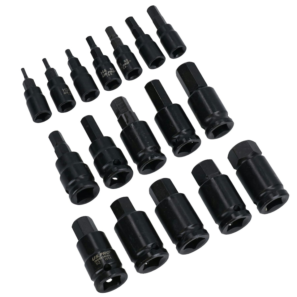 image 1 of Metric Impact Allen Hex Key Shallow Sockets 2mm - 22mm 17pc Mixed Drive