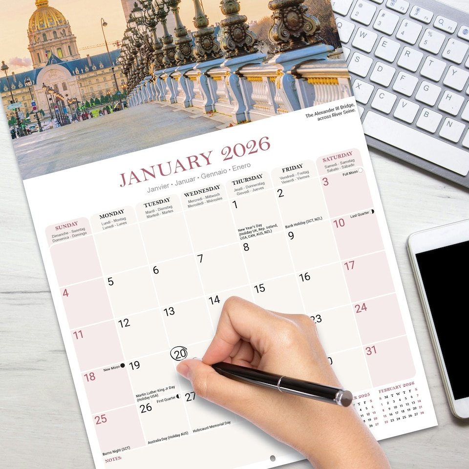 image 1 of Paris 2026 Calendar | Square Wall Calendar | Travel Gift | Plastic Free Packaging | by Avonside Publishing