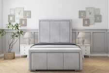 Sloomy Lancaster Silver Naples Bed Frame With 50" Upholstered Headboard 5' King