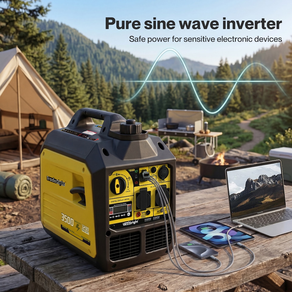 image 1 of Traderight Inverter Generator 3500W Portable Petrol Quiet Backup Power Pure Sine